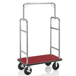 Gepäckwagen TRANSIT, 112 x 60 x 185 cm, silberfarben, roter Teppich