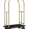 Gepäckwagen TRAVELLER, 112 x 60 x 185 cm, gold, schwarzer Teppich