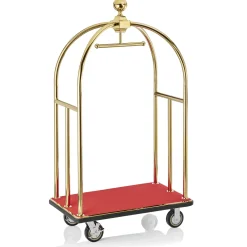 Gepäckwagen UNITY, 112 x 60 x 185 cm, goldfarben, roter Teppich
