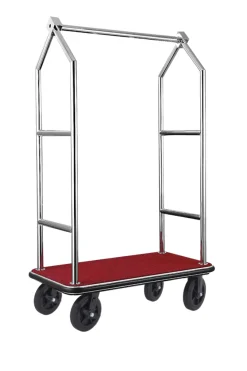 Gepäckwagen VOYAGER, 112 x 65 x 190 cm, gebürstet, roter Teppich