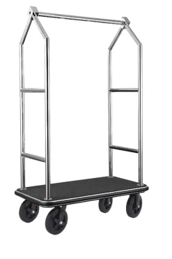 Gepäckwagen VOYAGER, 112 x 65 x 190 cm, gebürstet, schwarzer Teppich