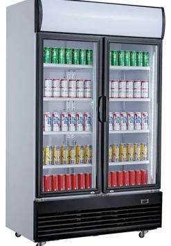Getränkekühlschrank mit Glastüren, Räder, 1000 Liter, 2-türig