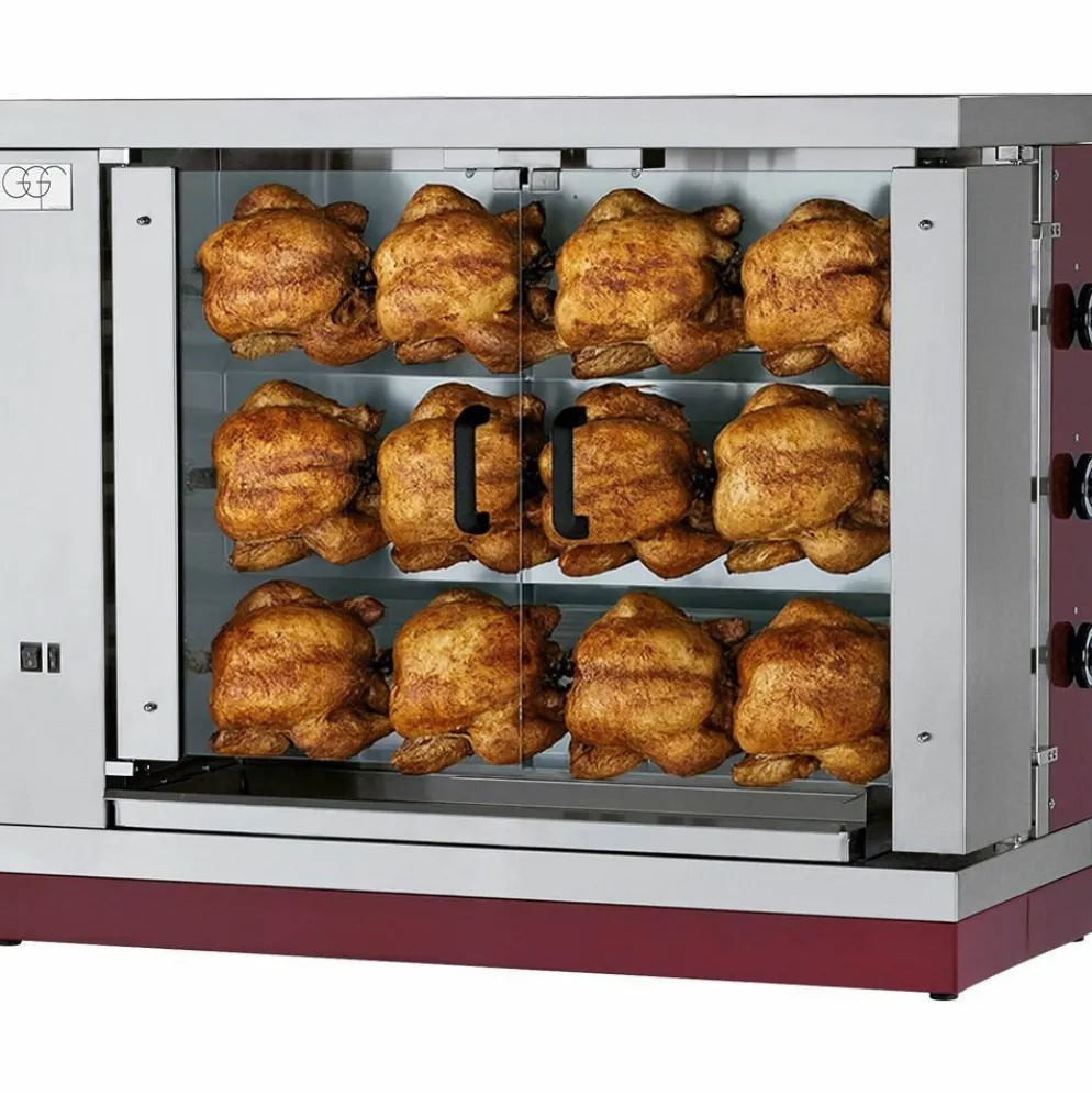 GGF Gas-Hähnchengrill mit 3 Spießen für bis zu 12-15 Hähnchen, 17 kW