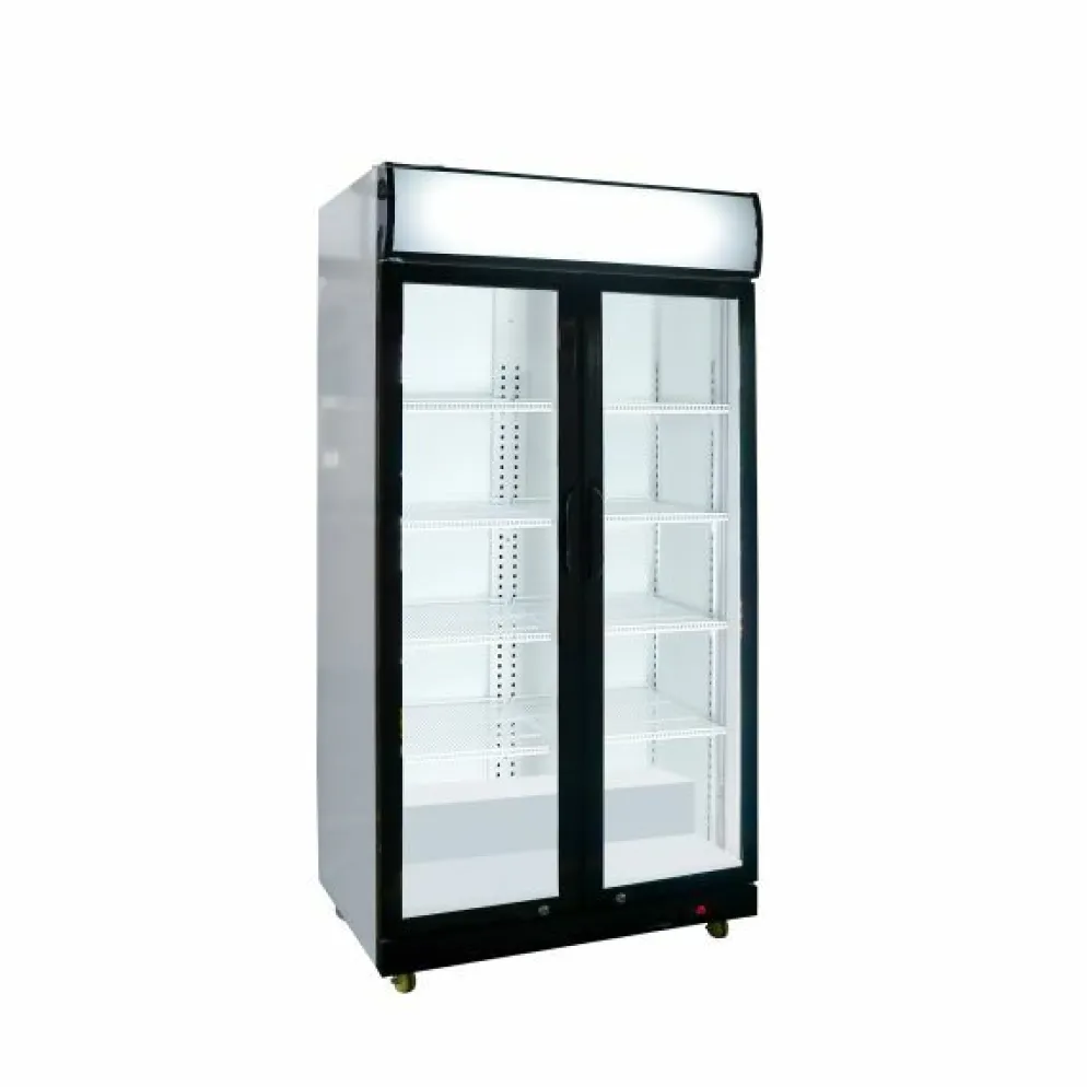 Glastür-Kühlschrank mit Werbedisplay 2 Flügeltüren 870 mm, 569 l