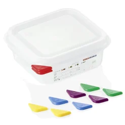 GN Behälter Set GN 86 1/6-065 mm, mit Deckel, mit rotem Clip, Set á 6 Stück, Polypropylen