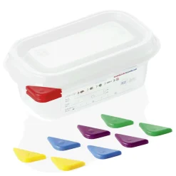 GN Behälter Set GN 86 1/9-065 mm, mit Deckel, mit rotem Clip, Set á 6 Stück, Polypropylen