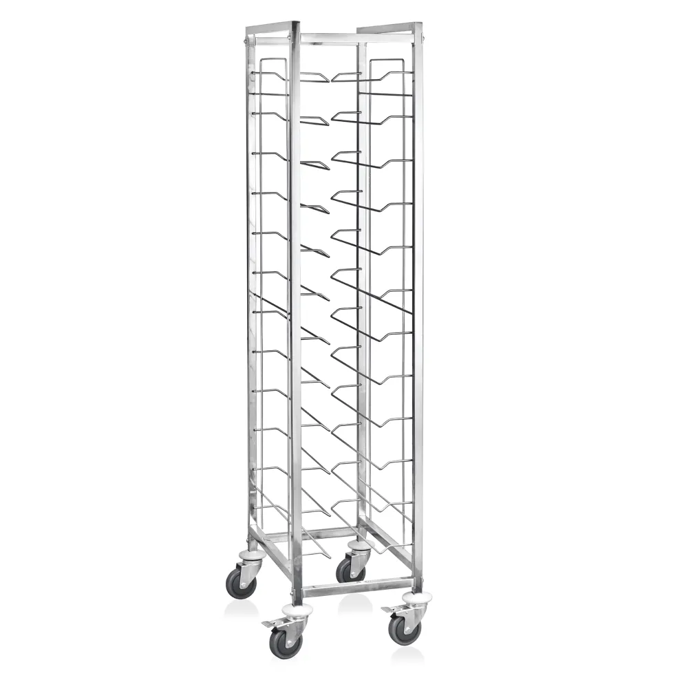 GN Tablettwagen 1/1 für 12 Tabletts, 60 x 39 x 180 cm, Chromnickelstahl