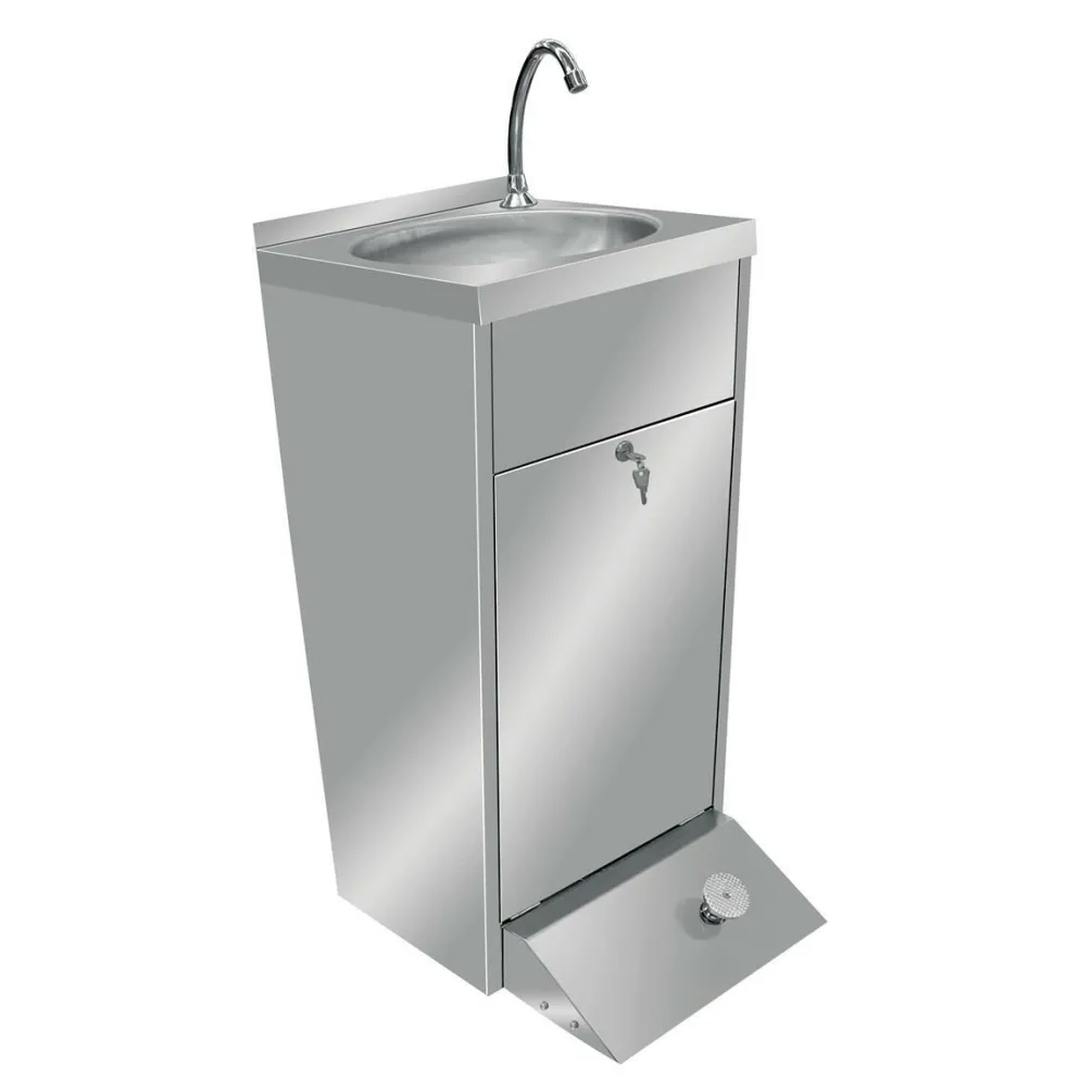 Handwaschbecken mit Fußpedal & Unterschrank, Breite 450 mm