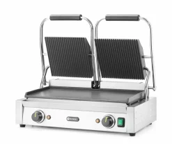 HENDI Doppel-Kontaktgrill oben gerillt/unten glatt, Breite 570mm