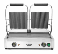 HENDI Doppel-Kontaktgrill oben gerillt/unten glatt, Breite 570mm