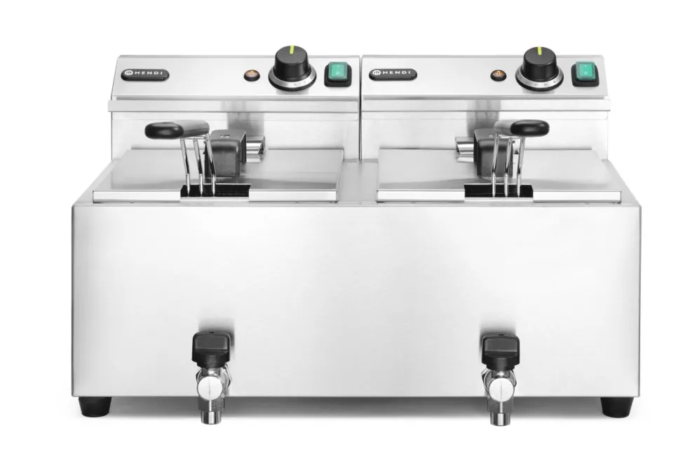 HENDI Friteuse Profi Line 2x8 L mit Ablasshahn 2x3,5kW