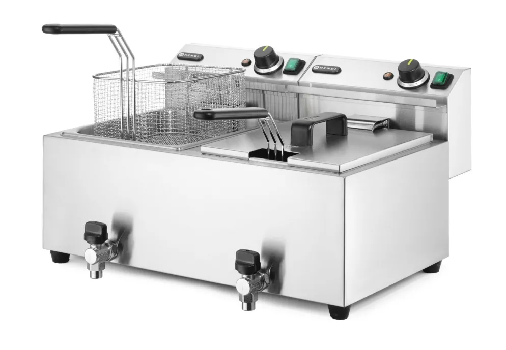 HENDI Friteuse Profi Line 2x8 L mit Ablasshahn 2x3,5kW
