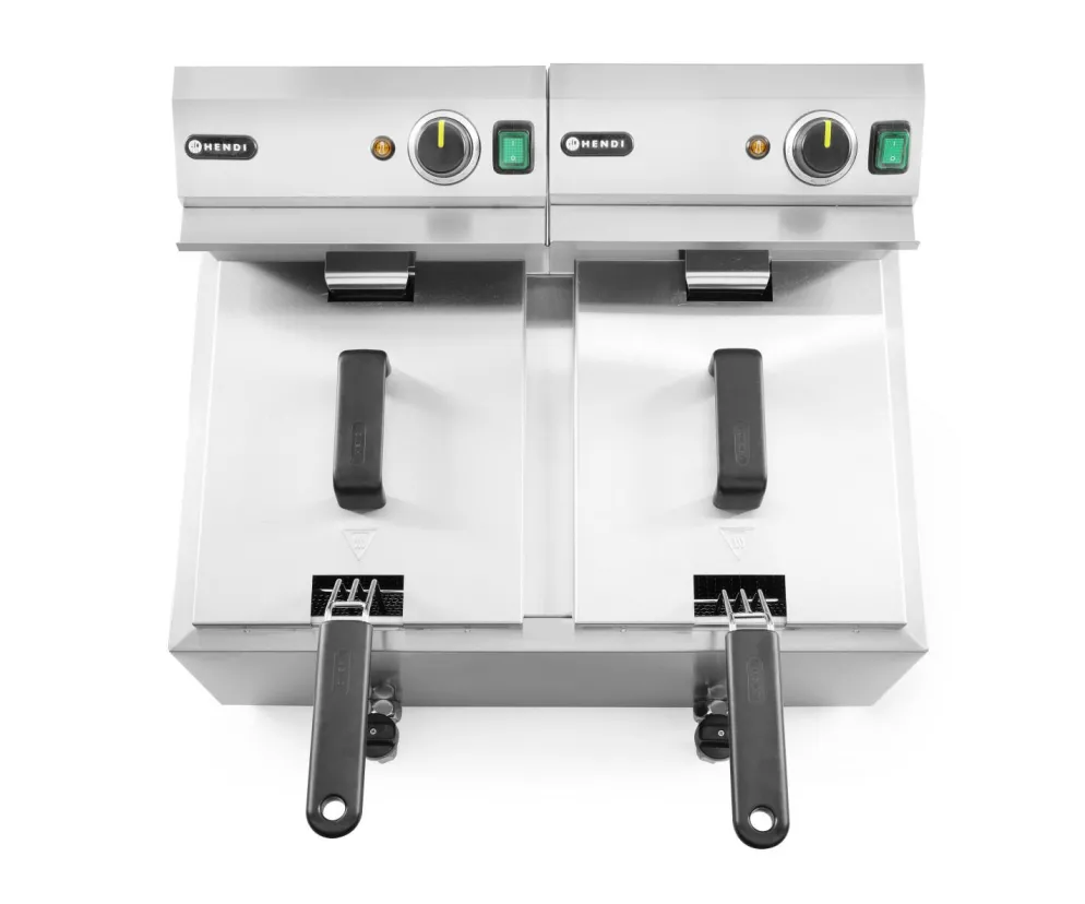 HENDI Friteuse Profi Line 2x8 L mit Ablasshahn 2x3,5kW