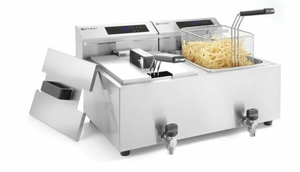 HENDI Fritteuse ProfiLine, digital Bedienfeld, Timer, 2x 8L, 7kW