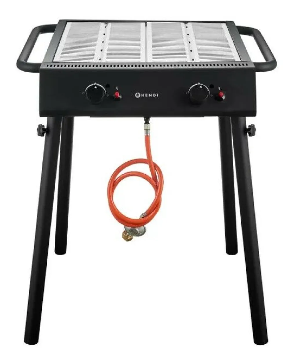 HENDI Gasgrill Xantos Black – 2 Brenner, 9,5 kW, Edelstahl & emailliert