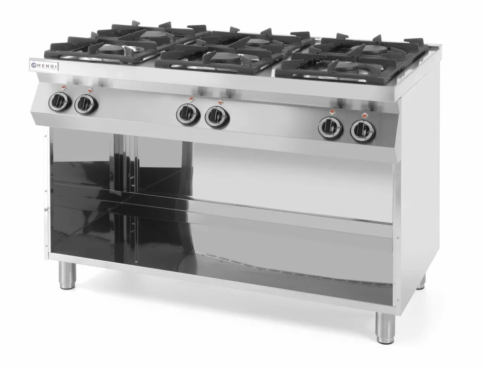 HENDI Gasherd 6 Brenner mit offenem Unterbau, 28,5kW