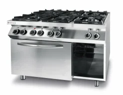 HENDI Gaskocher Kitchen Line 6 Brenner 28,5 kW mit Konvektionsofen GN1/1