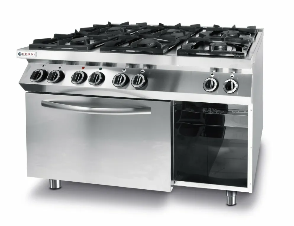 HENDI Gaskocher Kitchen Line 6 Brenner 28,5 kW mit Konvektionsofen GN1/1