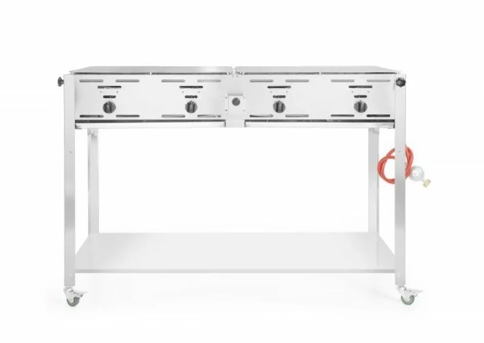 HENDI Grill-Master Quattro Gas-Bräter mit Ablageboden Fahrbar