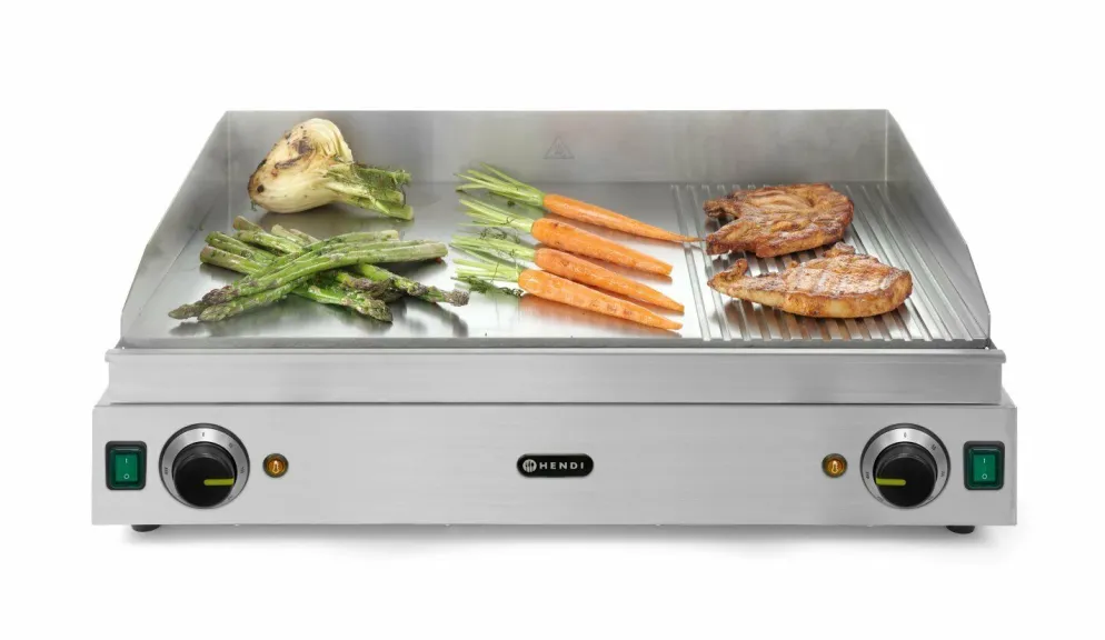 HENDI Grillplatte Profi Line 2/3 Glatt 1/3 Gerillt, 3500W