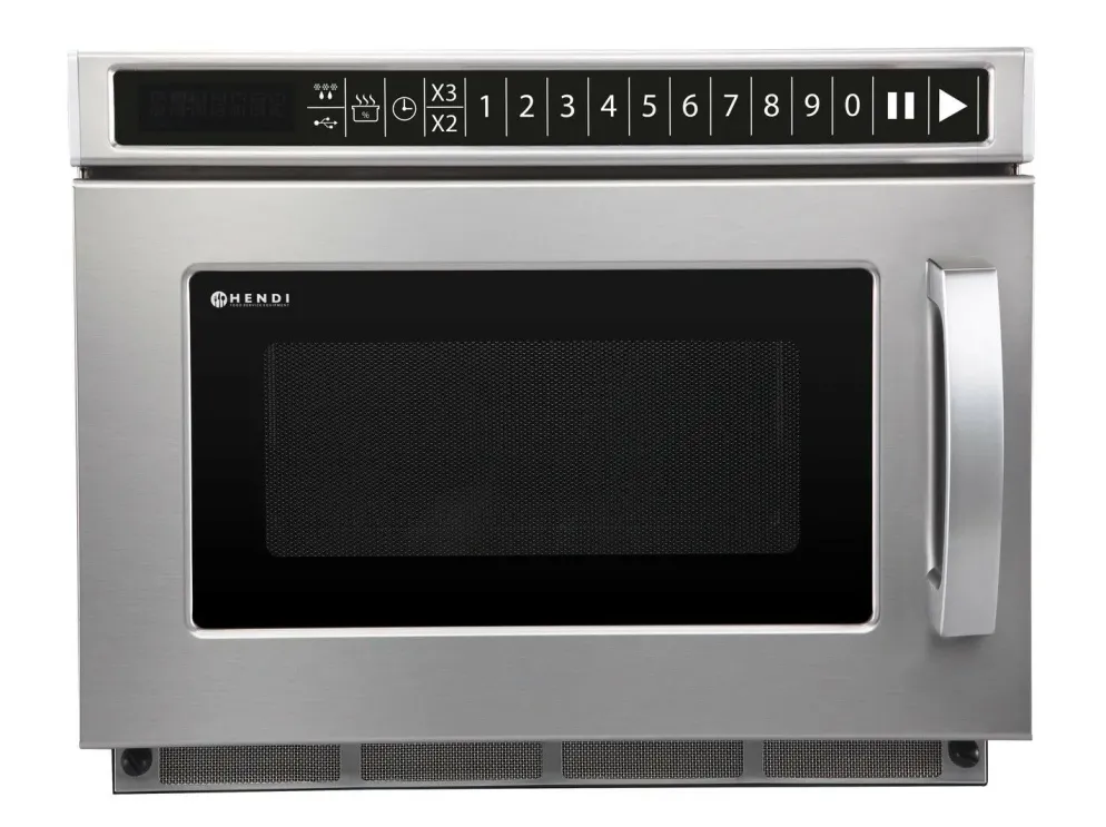 HENDI Mikrowelle 1800W Edelstahl programmierbar via USB mit 100 Speicherprogrammen