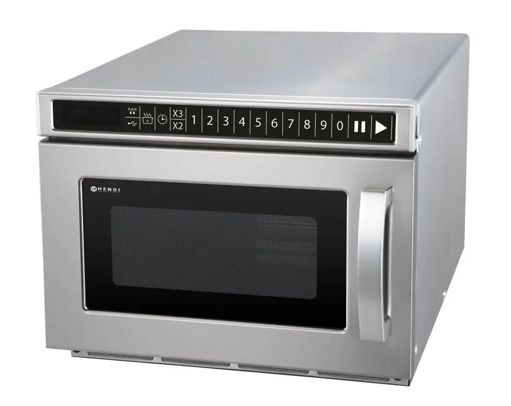 HENDI Mikrowelle 1800W Edelstahl programmierbar via USB mit 100 Speicherprogrammen