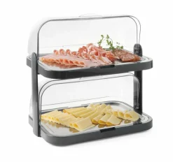 HENDI Roll-Top-Kühlvitrine doppelt. 440x320x(H)440 mm, 2 Etagen