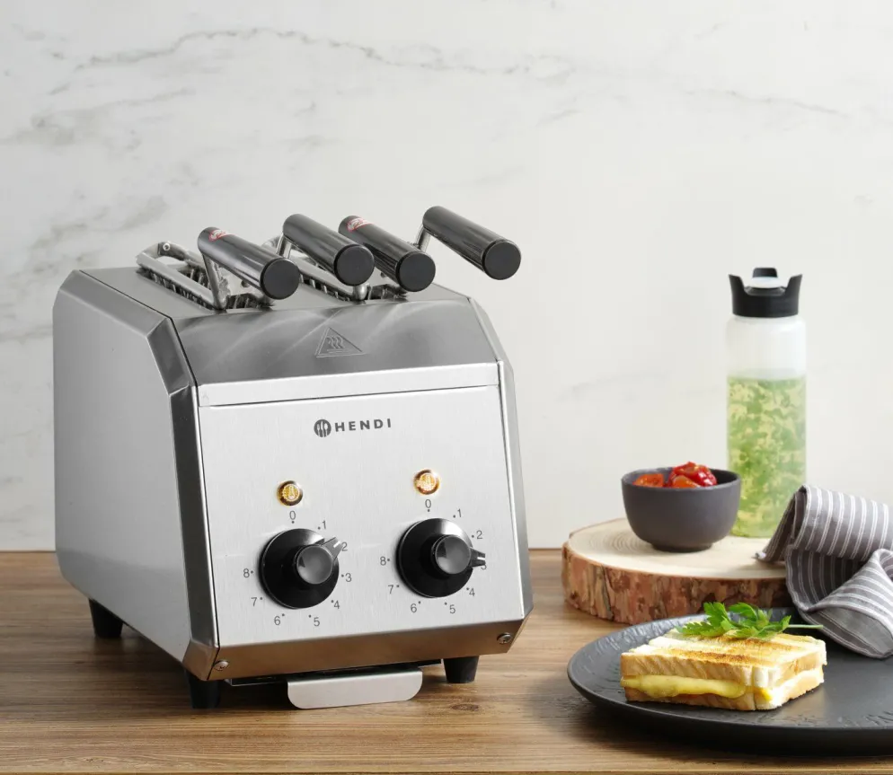 HENDI Sandwichtoaster Edelstahl 2-teilig, Timer