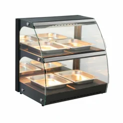 HENDI Warmhaltevitrine mit Quartzheizung, 2 Regalböden