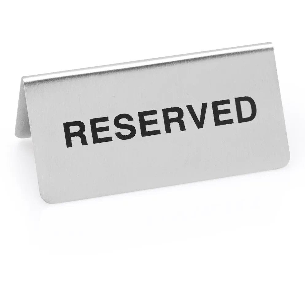 Hinweisschild "Reserved" Set, 10 x 5 x 5 cm, Set á 12 Stück, Chromnickelstahl