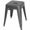 HOLLI-ST Bistro Hocker aus Stahl, grau, Sitzhöhe 46cm, klein