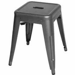 HOLLI-ST Bistro Hocker aus Stahl, grau, Sitzhöhe 46cm, klein