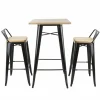 HOLLI ST-BL Bistro Bartisch mit Holzplatte schwarz
