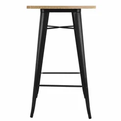 HOLLI ST-BL Bistro Bartisch mit Holzplatte schwarz