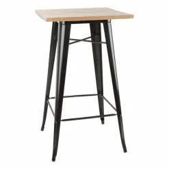 HOLLI ST-BL Bistro Bartisch mit Holzplatte schwarz