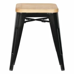 HOLLI-ST-BL35 Bistro Stuhl, Stahl mit Holzsitz, Sitzhöhe 45cm