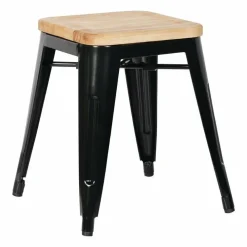 HOLLI-ST-BL35 Bistro Stuhl, Stahl mit Holzsitz, Sitzhöhe 45cm