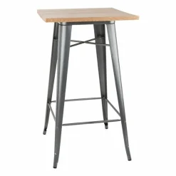 HOLLI ST-G Bistro Bartisch mit Holzplatte grau