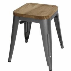 HOLLI-ST-G36 Bistro Stuhl, Stahl mit Holzsitz, 40,5x40,5x45,5cm