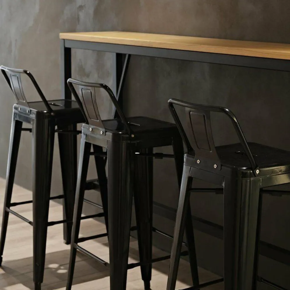 HOLLI-STR-BL Bistro hoher Bistrobarhocker aus Stahl, schwarz