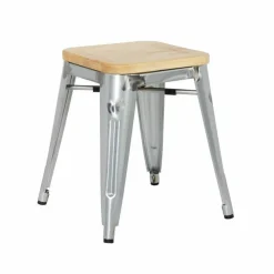 HOLLI-ST-S34 Bistro Stuhl, Stahl mit Holzsitz, Sitzhöhe 45cm