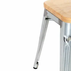 HOLLI-ST-S34 Bistro Stuhl, Stahl mit Holzsitz, Sitzhöhe 45cm