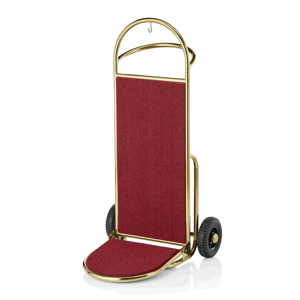 Hotel Gepäckkarre, 61 x 70,5 x 121 cm, goldfarben, roter Teppich, Edelstahl