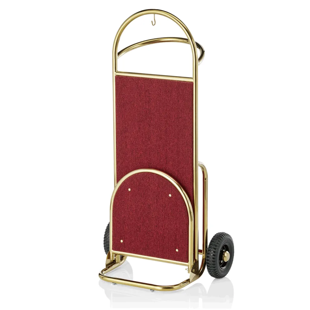 Hotel Gepäckkarre, 61 x 70,5 x 121 cm, goldfarben, roter Teppich, Edelstahl