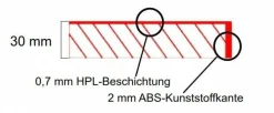 HPL-Premium Runde Tischplatte Erle Goldrot, ø 80 cm, Stärke: 2,2 cm