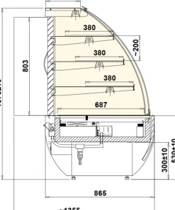 IGLOO Konditoreivitrine Kuchentheke JAMAJKA 1.3W, Breite 1400mm