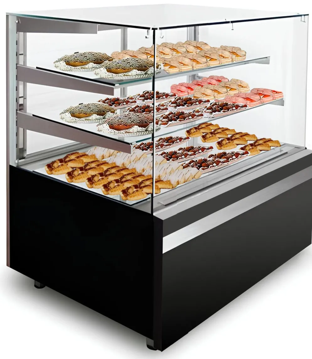 IGLOO Kuchentheke Kuchenvitrine GASTROLINE CUBE 0.9W Schwarz, 910x835x1250 mm
