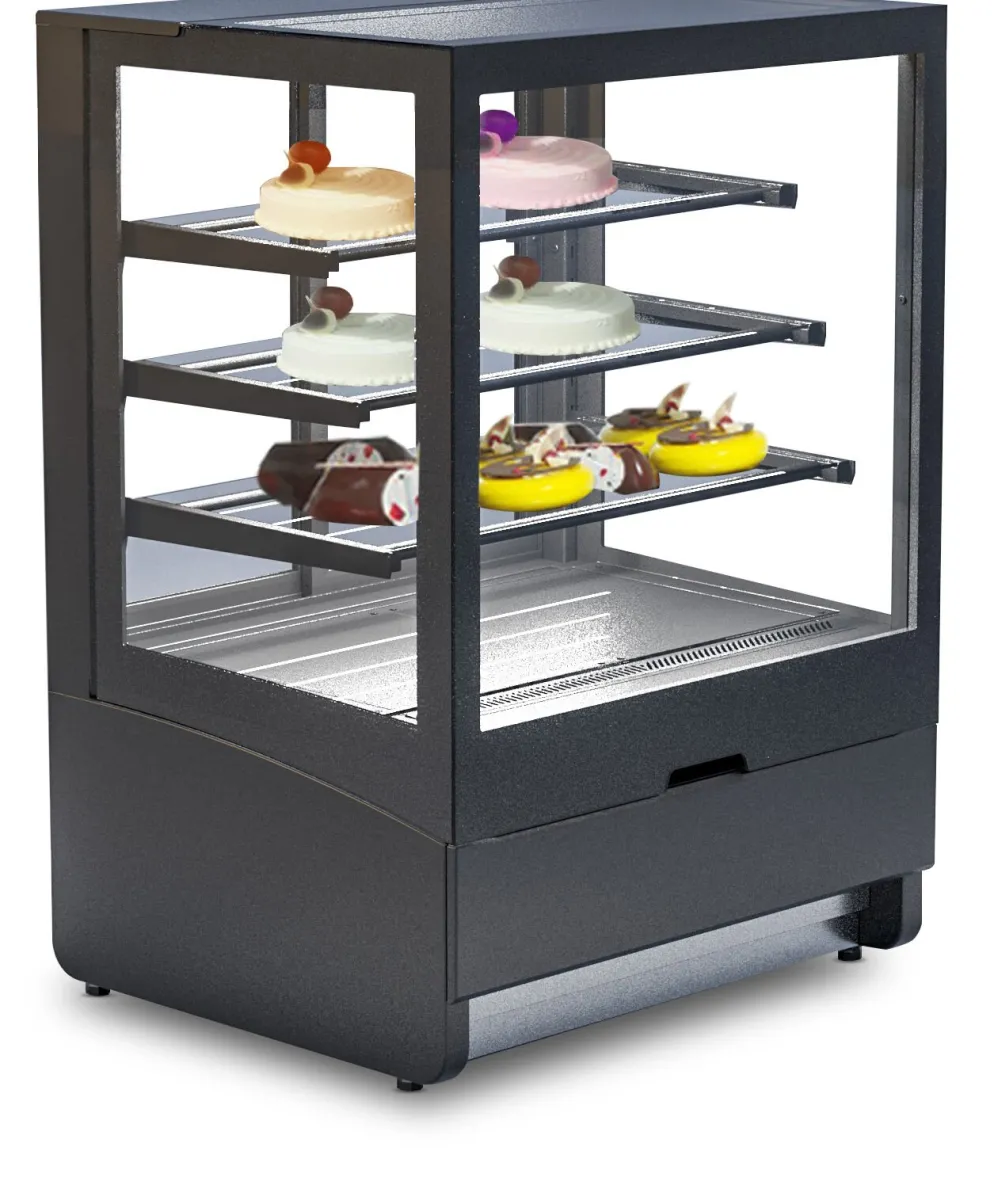 IGLOO Kuchentheke Kuchenvitrine INNOVA schwarz, 3 Regale, Breite 1400mm