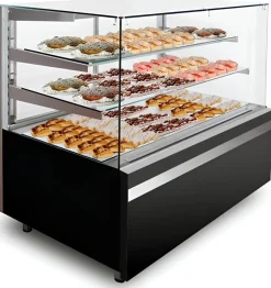 IGLOO Kuchentheke Kuchenvitrine GASTROLINE CUBE 1.3W Schwarz, 1310x835x1250 mm