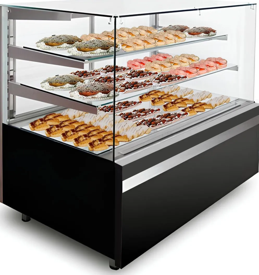 IGLOO Kuchentheke Kuchenvitrine GASTROLINE CUBE 1.3W Schwarz, 1310x835x1250 mm